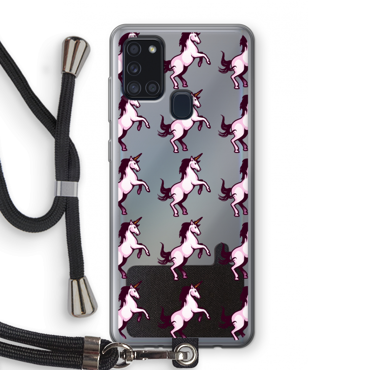 Musketon Unicorn: Samsung Galaxy A21s Transparant Hoesje met koord