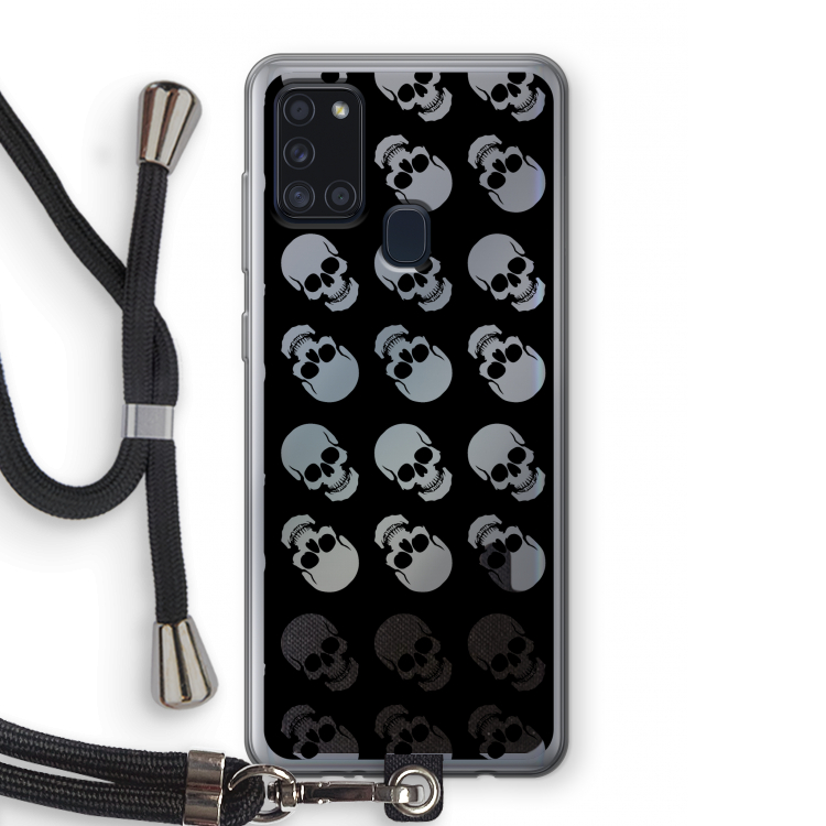 Musketon Skulls: Samsung Galaxy A21s Transparant Hoesje met koord