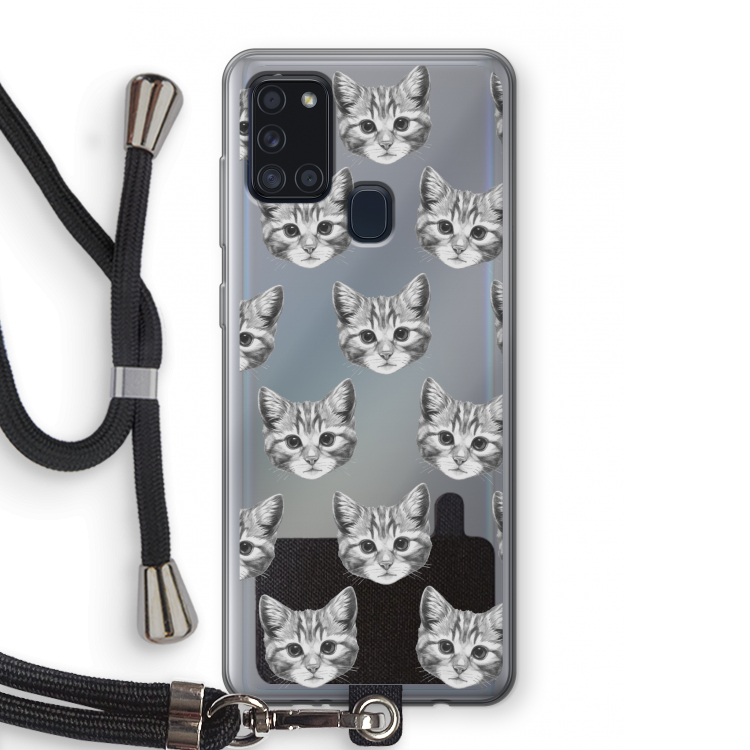 Kitten: Samsung Galaxy A21s Transparant Hoesje met koord