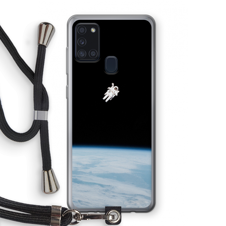 Alone in Space: Samsung Galaxy A21s Transparant Hoesje met koord