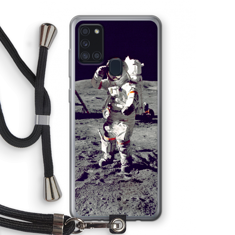 Spaceman: Samsung Galaxy A21s Transparant Hoesje met koord