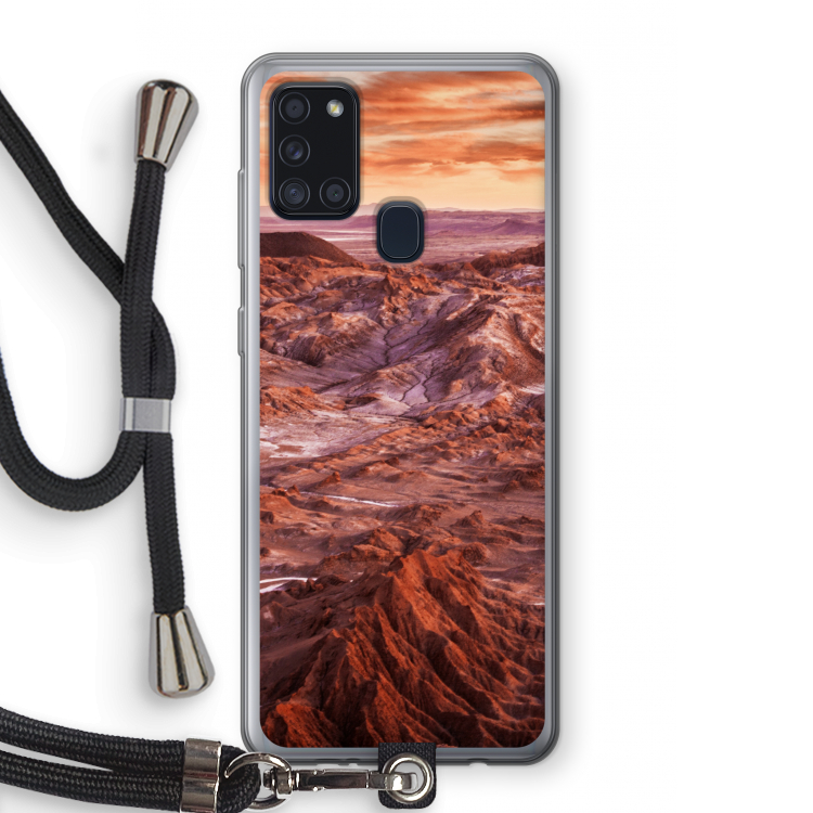 Mars: Samsung Galaxy A21s Transparant Hoesje met koord