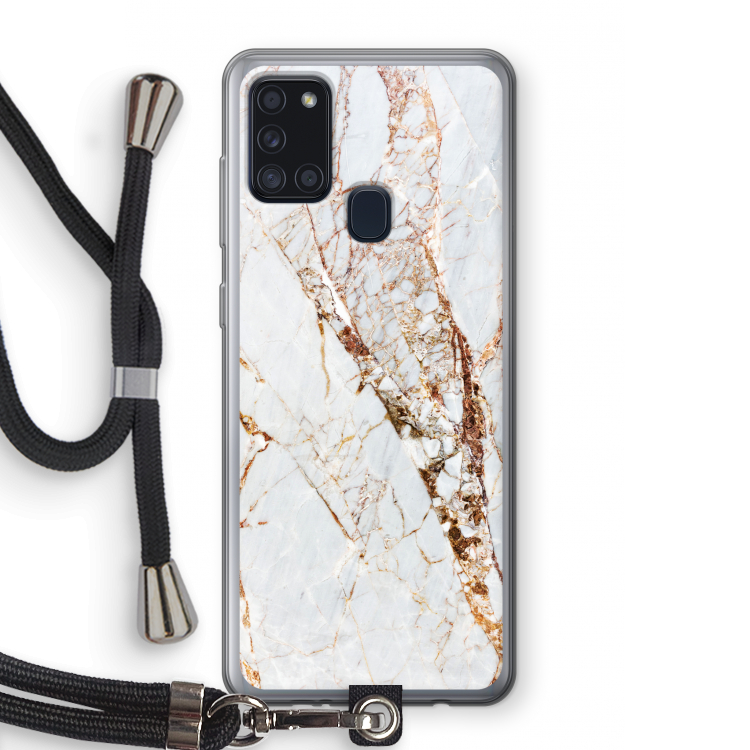Goud marmer: Samsung Galaxy A21s Transparant Hoesje met koord