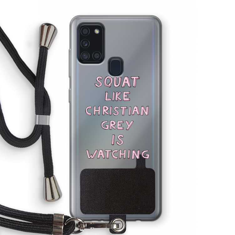 Christian Grey: Samsung Galaxy A21s Transparant Hoesje met koord