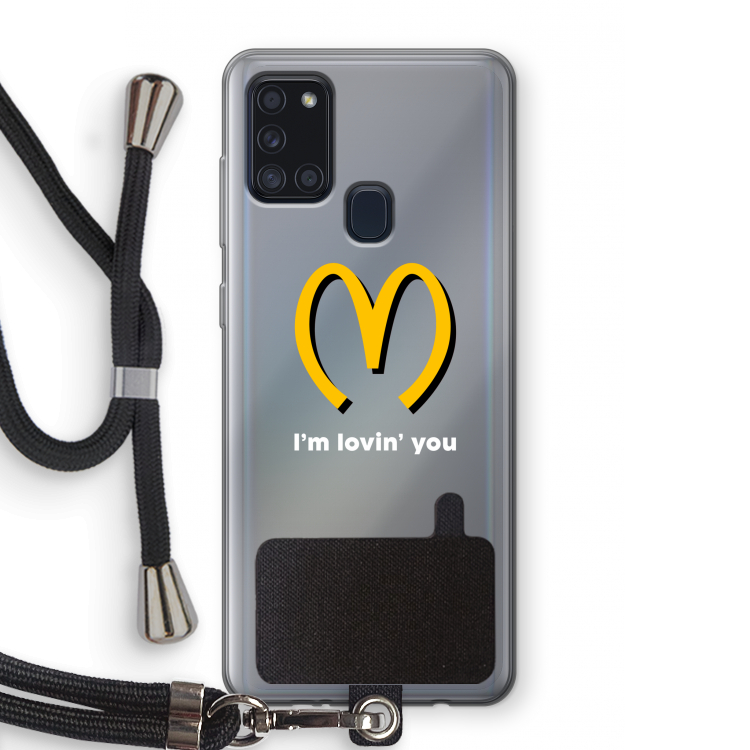I'm lovin' you: Samsung Galaxy A21s Transparant Hoesje met koord
