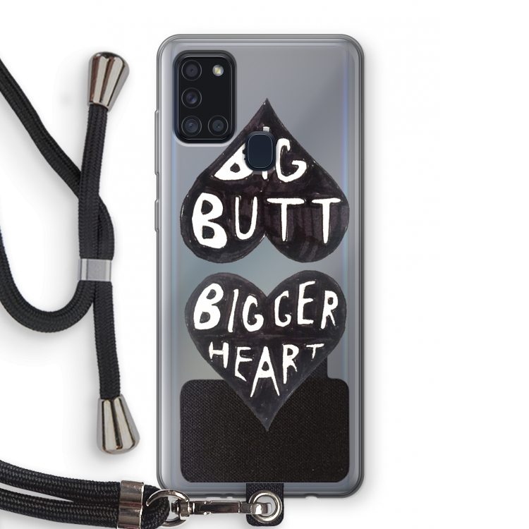 Big butt bigger heart: Samsung Galaxy A21s Transparant Hoesje met koord