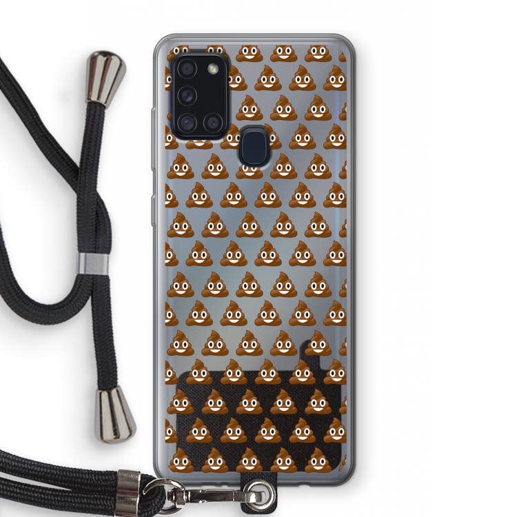 Poop emoji: Samsung Galaxy A21s Transparant Hoesje met koord