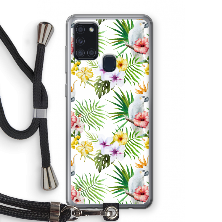 Gele kuif: Samsung Galaxy A21s Transparant Hoesje met koord