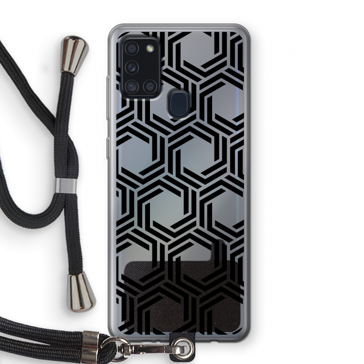Geometrisch patroon: Samsung Galaxy A21s Transparant Hoesje met koord