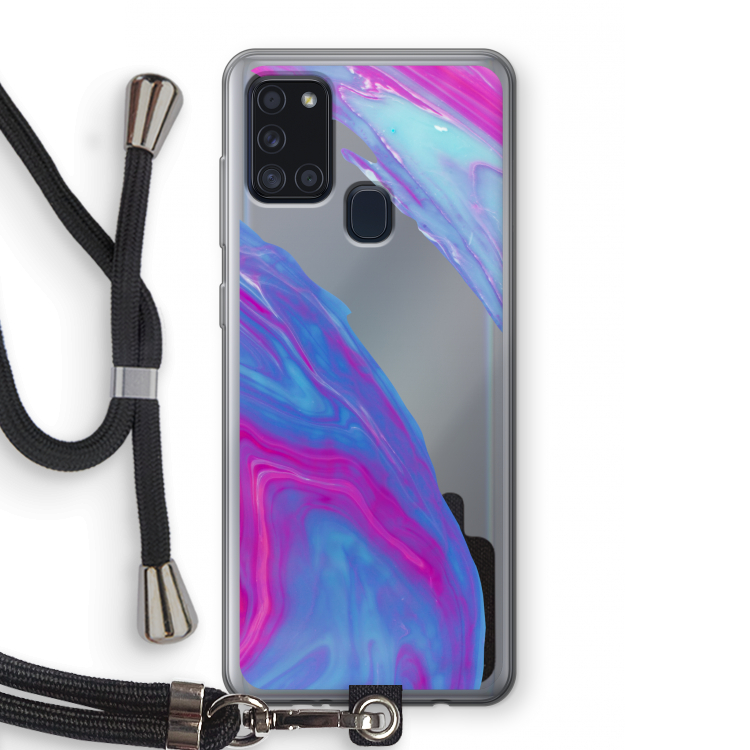 Zweverige regenboog: Samsung Galaxy A21s Transparant Hoesje met koord