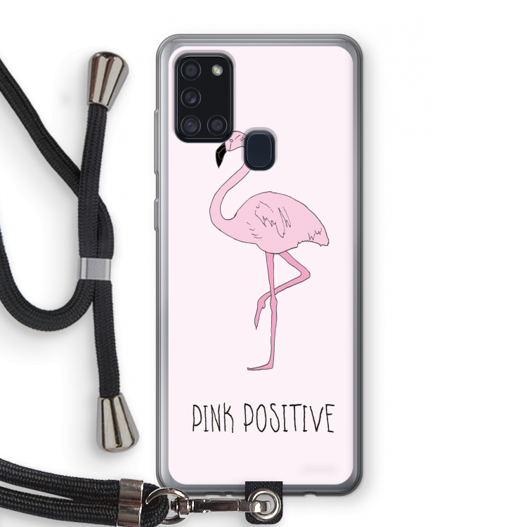 Pink positive: Samsung Galaxy A21s Transparant Hoesje met koord