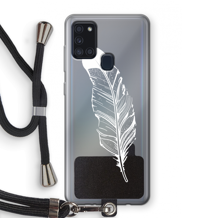 Pluim: Samsung Galaxy A21s Transparant Hoesje met koord