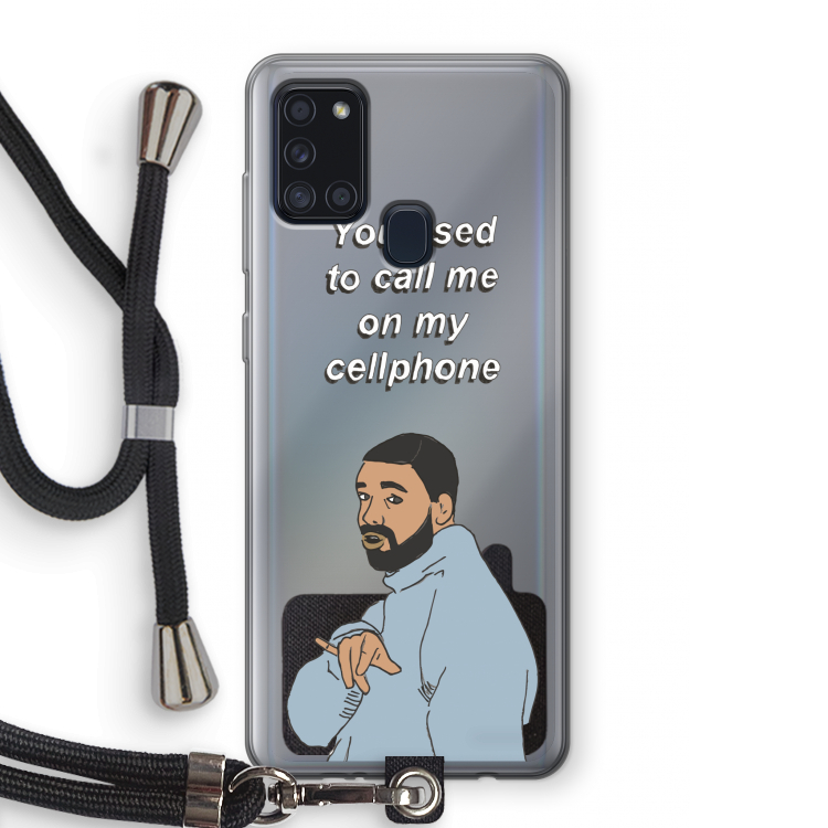 Hotline bling: Samsung Galaxy A21s Transparant Hoesje met koord