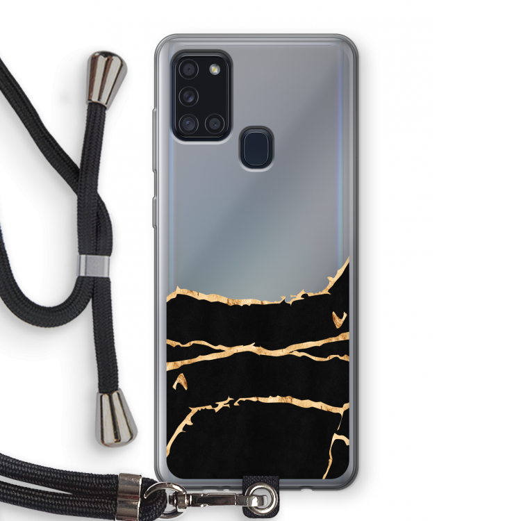 Gouden marmer: Samsung Galaxy A21s Transparant Hoesje met koord