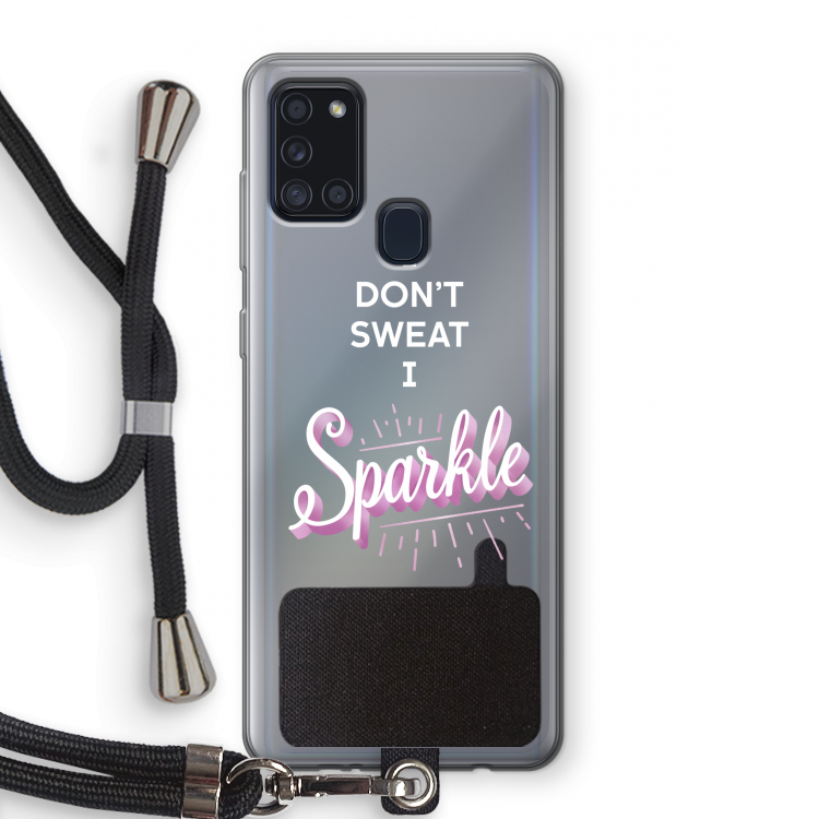 Sparkle quote: Samsung Galaxy A21s Transparant Hoesje met koord
