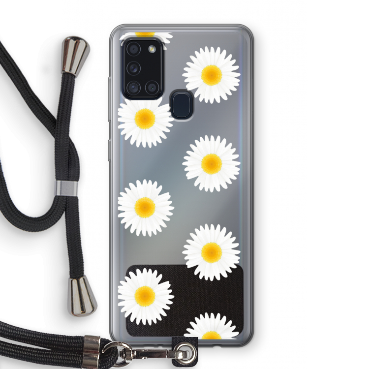 Margrietjes: Samsung Galaxy A21s Transparant Hoesje met koord