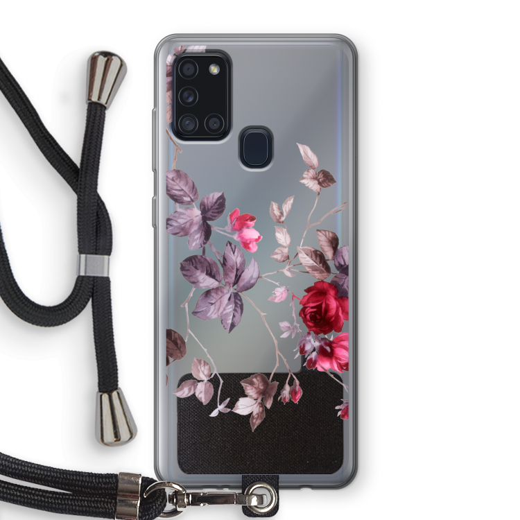 Mooie bloemen: Samsung Galaxy A21s Transparant Hoesje met koord