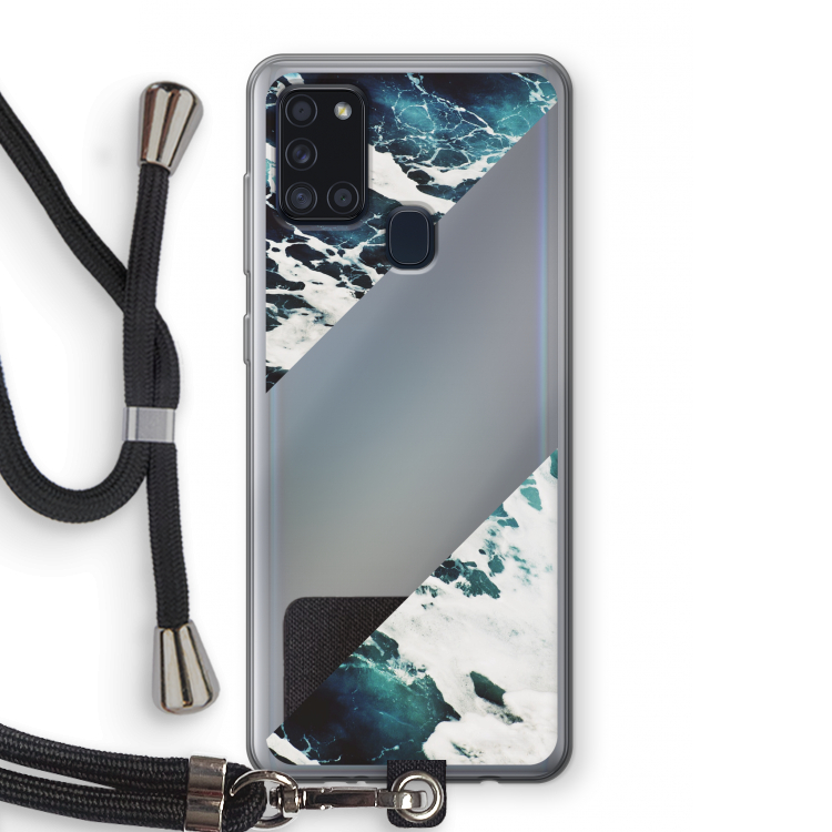Golven: Samsung Galaxy A21s Transparant Hoesje met koord