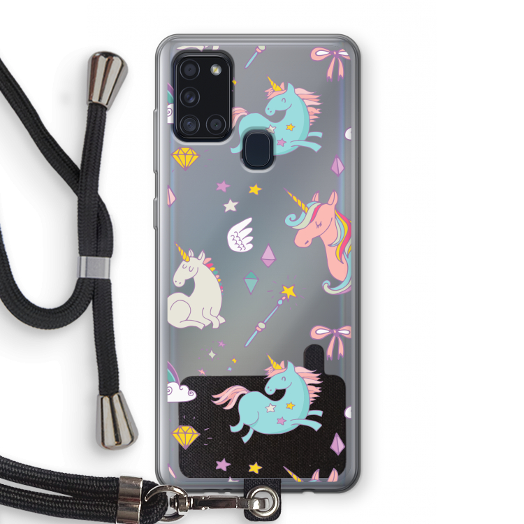 Fantasiewereld: Samsung Galaxy A21s Transparant Hoesje met koord