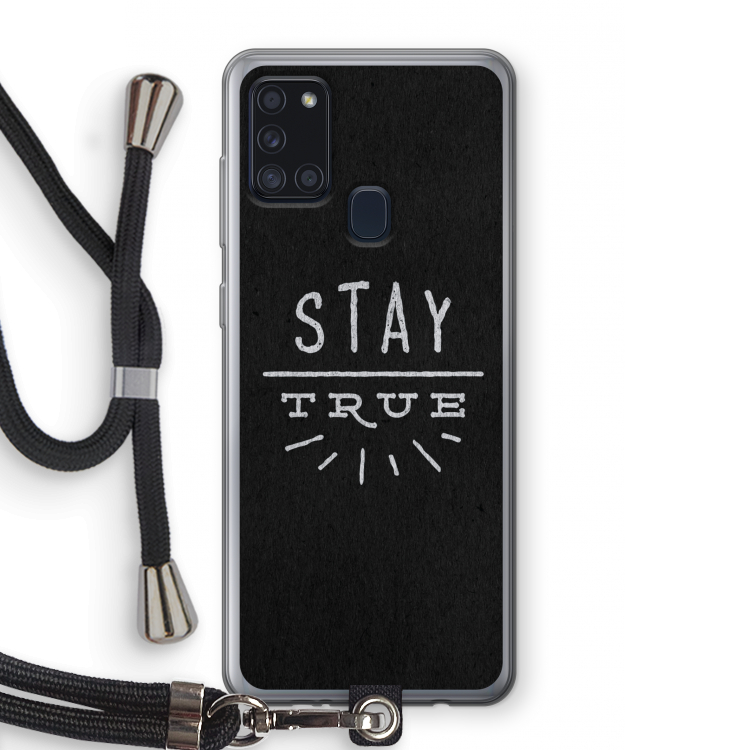 Stay true: Samsung Galaxy A21s Transparant Hoesje met koord