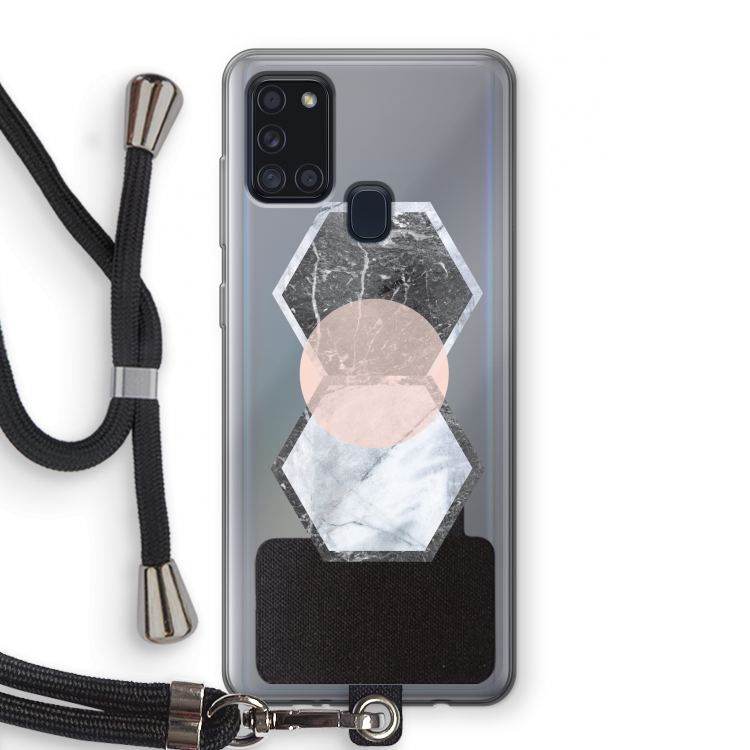 Creatieve toets: Samsung Galaxy A21s Transparant Hoesje met koord