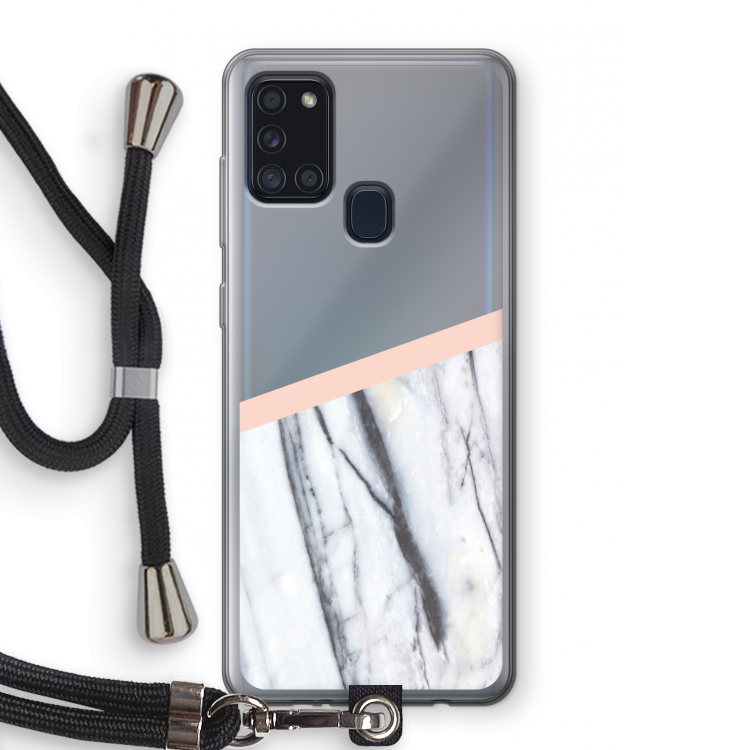 A touch of peach: Samsung Galaxy A21s Transparant Hoesje met koord