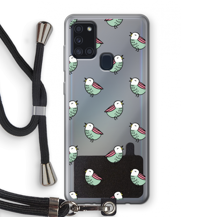 Vogeltjes: Samsung Galaxy A21s Transparant Hoesje met koord