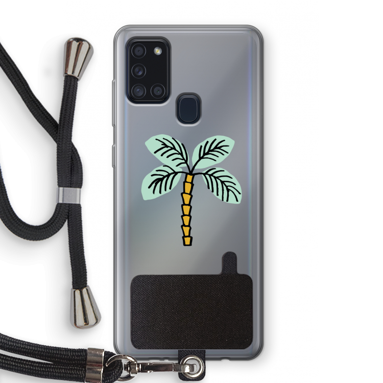 Palmboom: Samsung Galaxy A21s Transparant Hoesje met koord