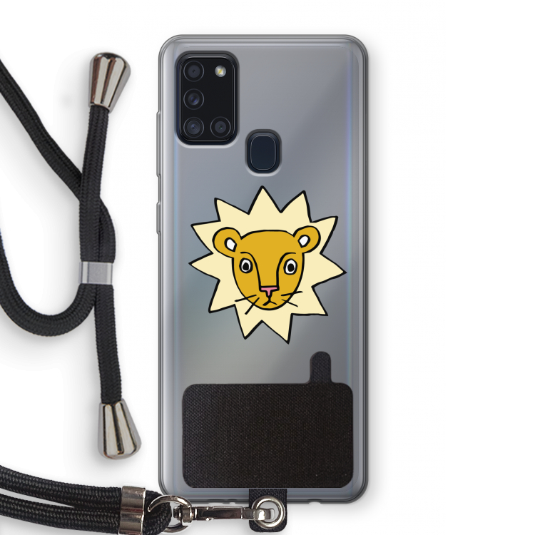 Kleine leeuw: Samsung Galaxy A21s Transparant Hoesje met koord