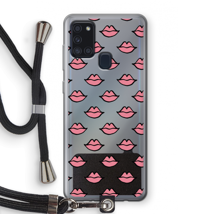 Lipjes: Samsung Galaxy A21s Transparant Hoesje met koord