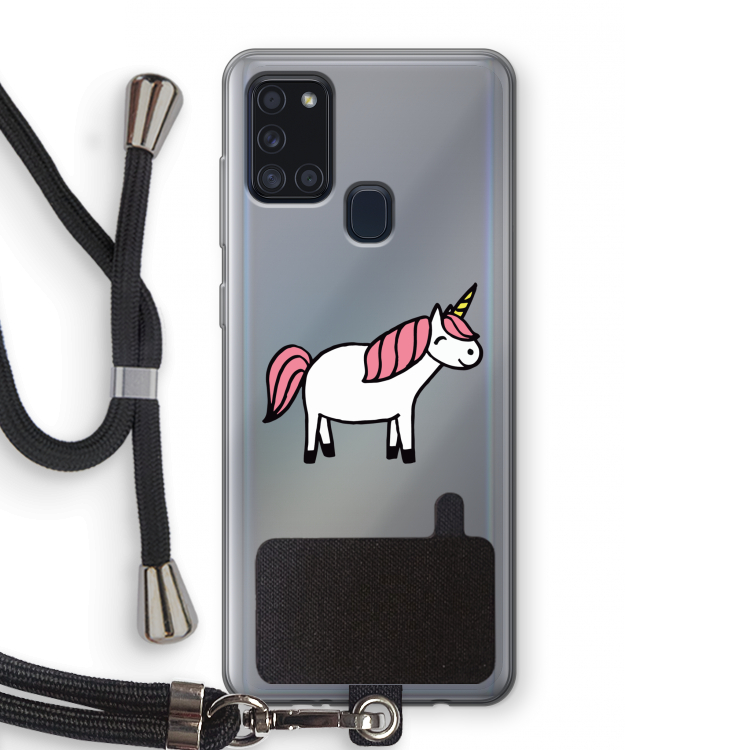 Eenhoorn: Samsung Galaxy A21s Transparant Hoesje met koord