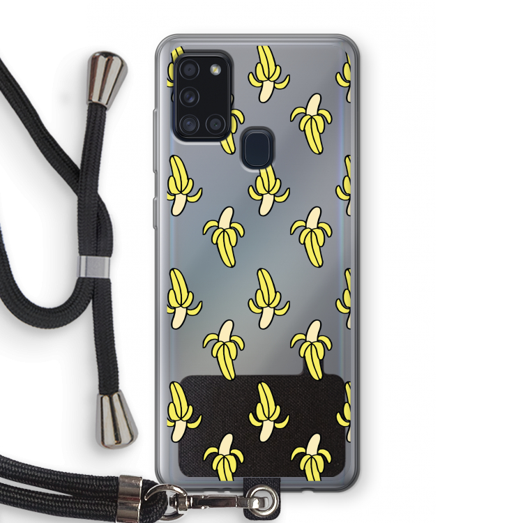 Bananas: Samsung Galaxy A21s Transparant Hoesje met koord