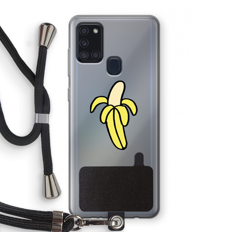 Banana: Samsung Galaxy A21s Transparant Hoesje met koord