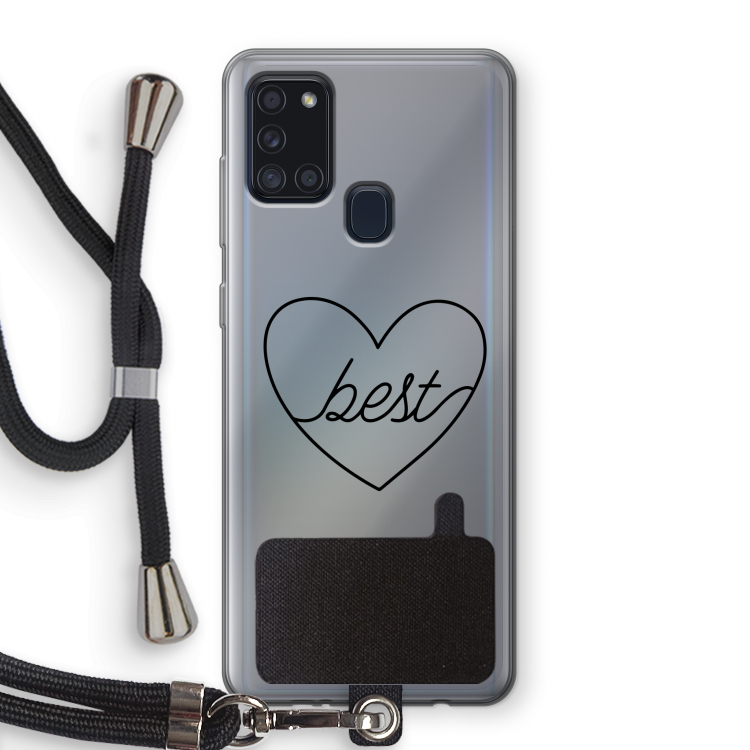 Best heart black: Samsung Galaxy A21s Transparant Hoesje met koord
