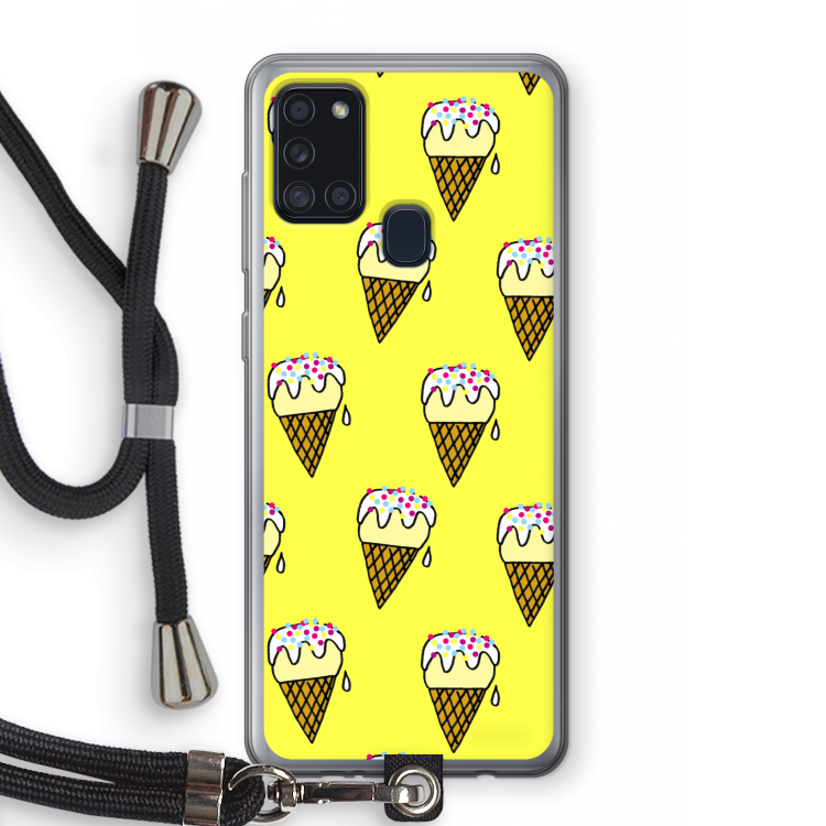 Isjes: Samsung Galaxy A21s Transparant Hoesje met koord