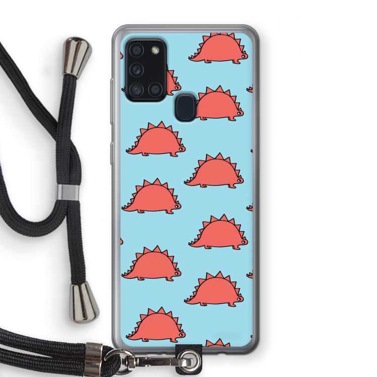 Dinosawrr: Samsung Galaxy A21s Transparant Hoesje met koord