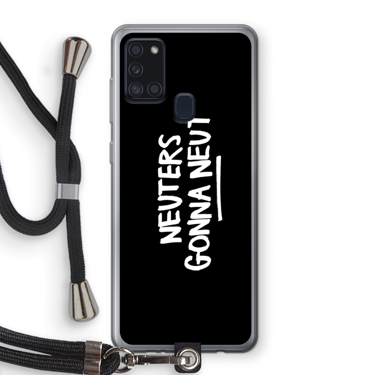 Neuters (zwart): Samsung Galaxy A21s Transparant Hoesje met koord
