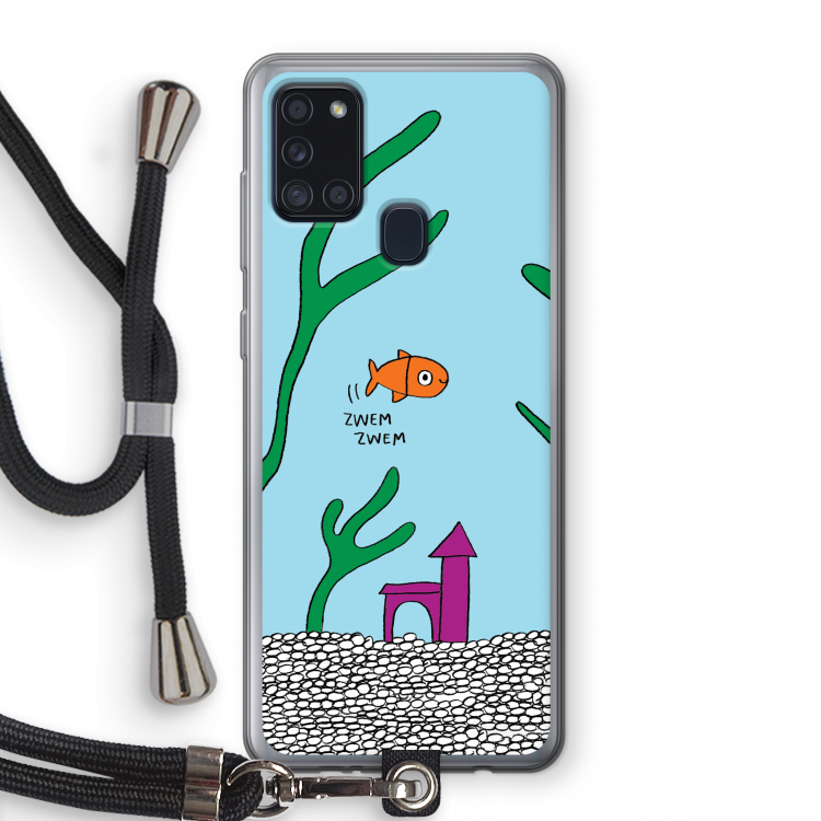 Aquarium: Samsung Galaxy A21s Transparant Hoesje met koord