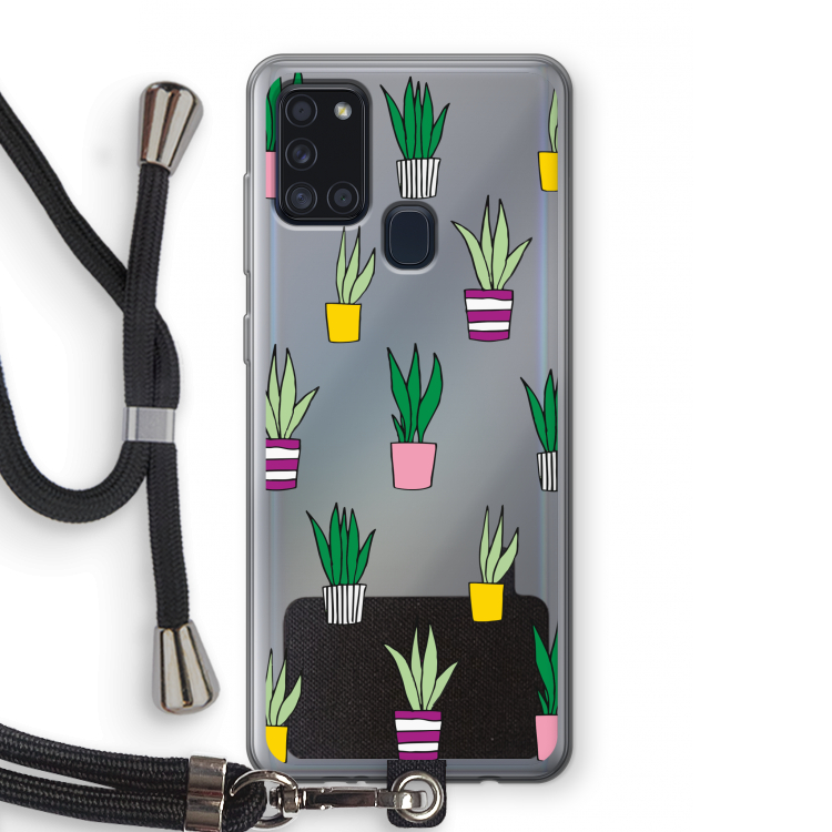 Sanseveria: Samsung Galaxy A21s Transparant Hoesje met koord