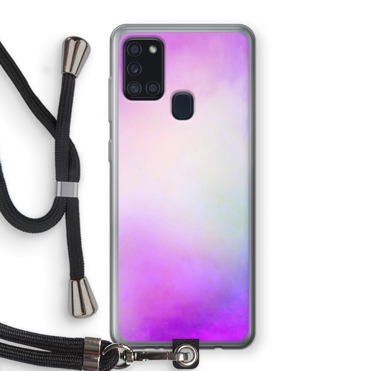Clouds pastel: Samsung Galaxy A21s Transparant Hoesje met koord