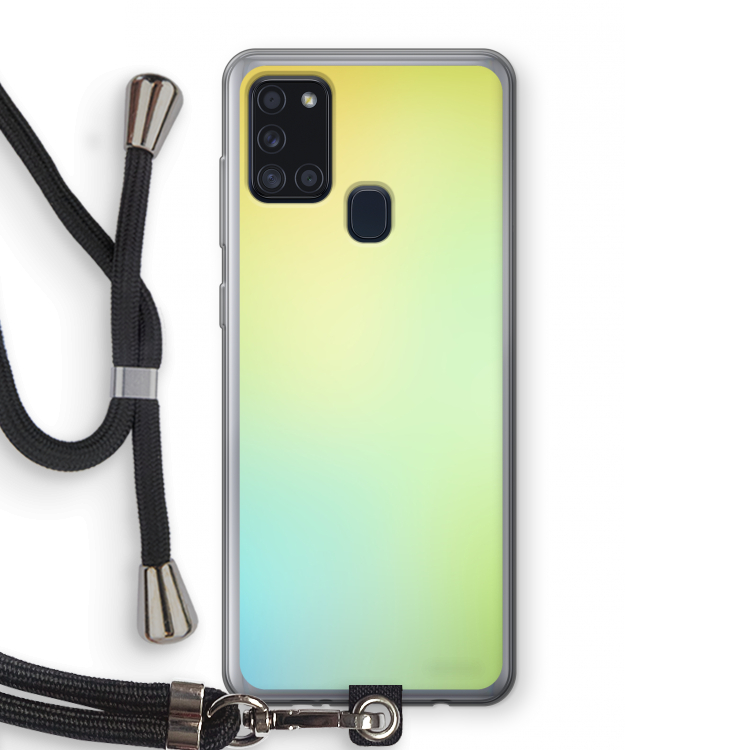 Minty mist pastel: Samsung Galaxy A21s Transparant Hoesje met koord
