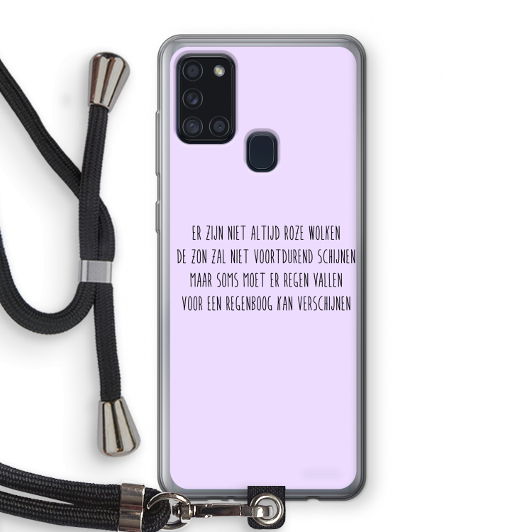 Regenboog: Samsung Galaxy A21s Transparant Hoesje met koord