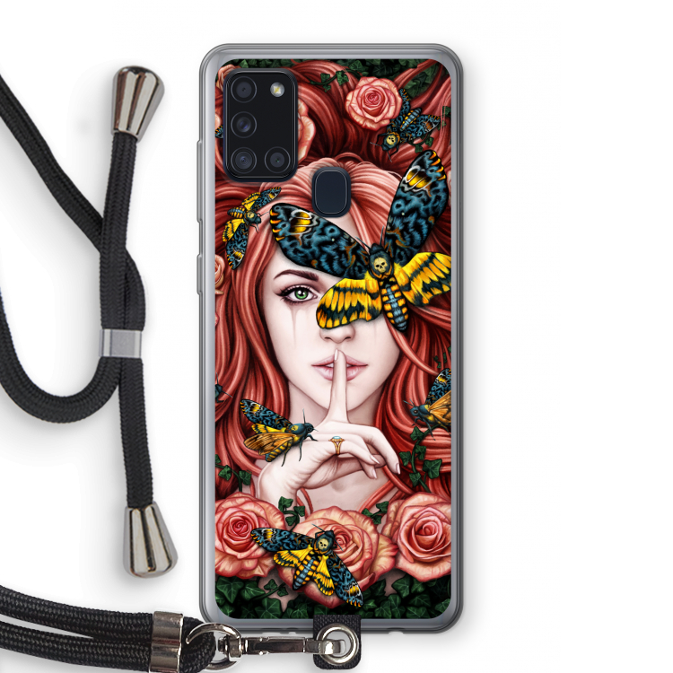 Lady Moth: Samsung Galaxy A21s Transparant Hoesje met koord
