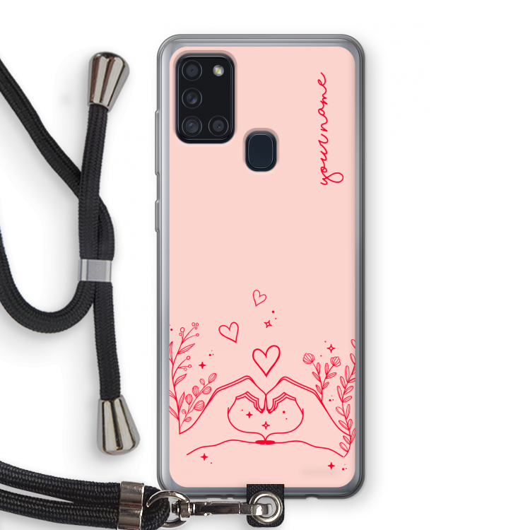 Love is in the air: Samsung Galaxy A21s Transparant Hoesje met koord