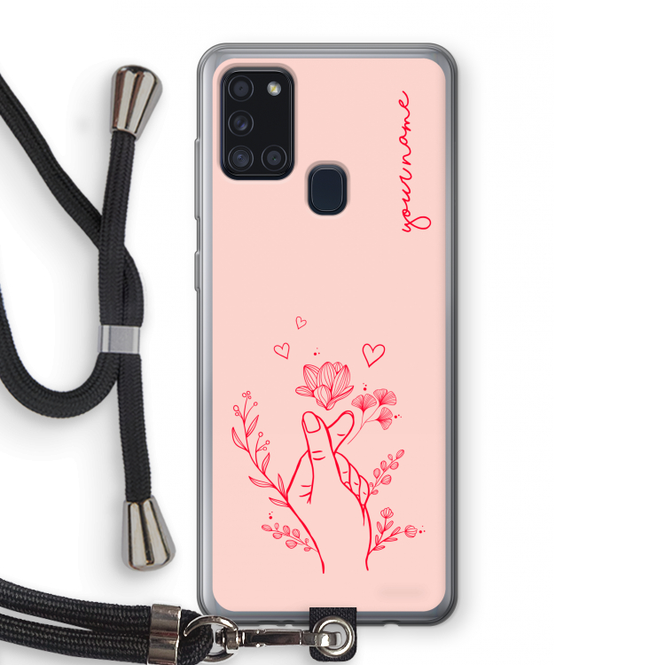 Giving Flowers: Samsung Galaxy A21s Transparant Hoesje met koord