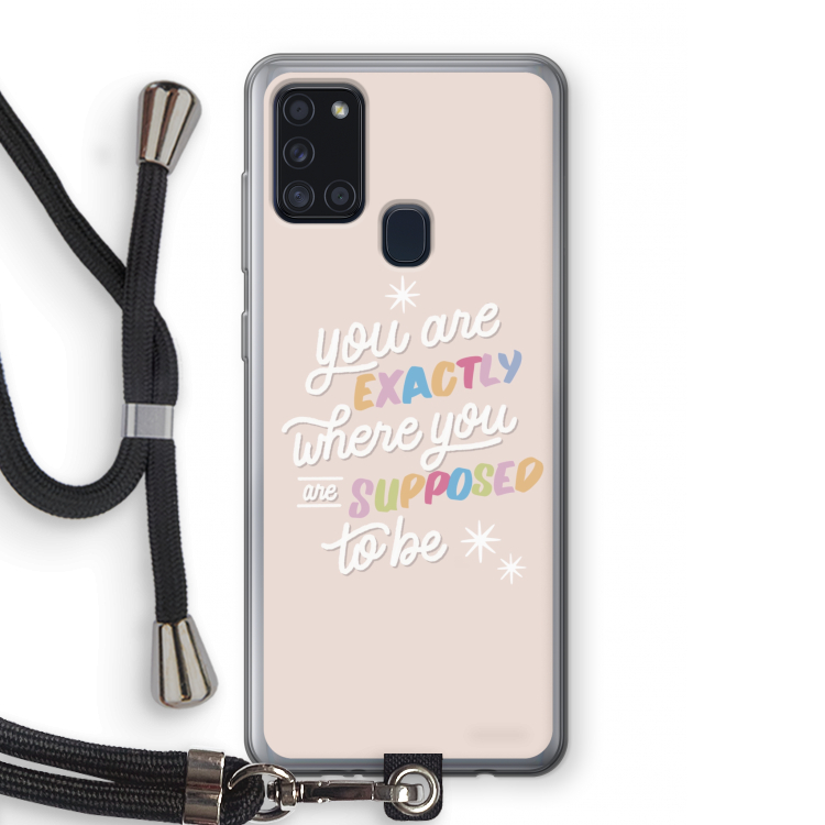 Right Place: Samsung Galaxy A21s Transparant Hoesje met koord