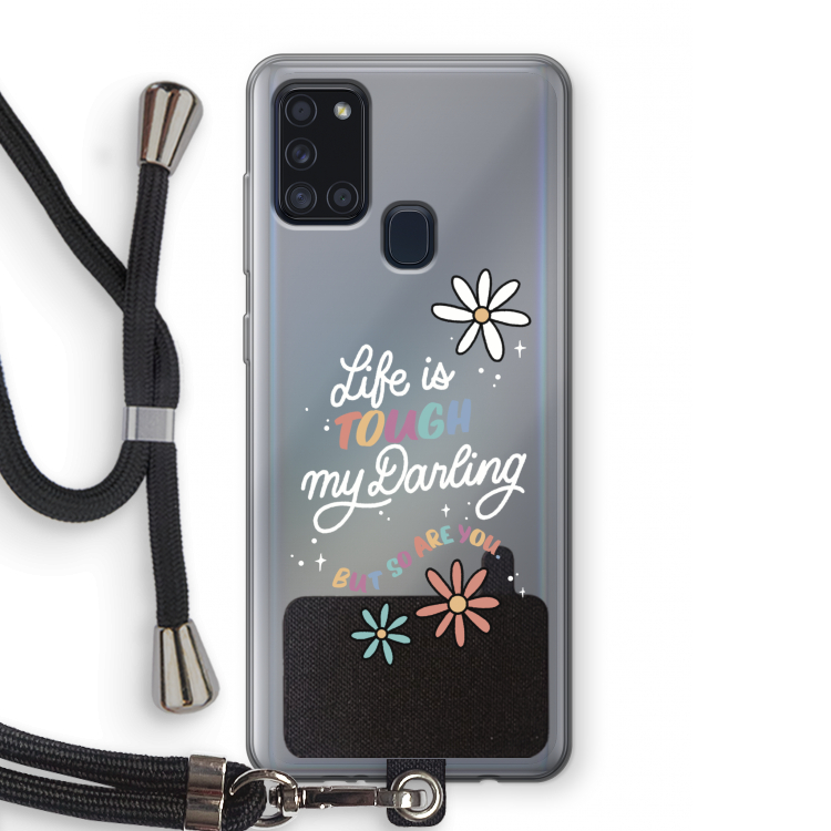 Tough Life: Samsung Galaxy A21s Transparant Hoesje met koord