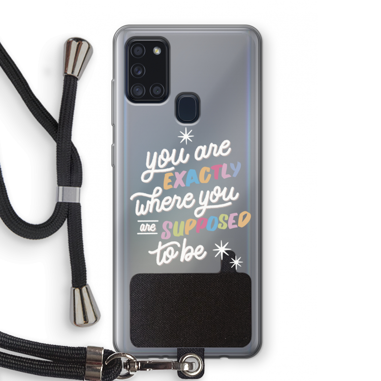 Right Place: Samsung Galaxy A21s Transparant Hoesje met koord