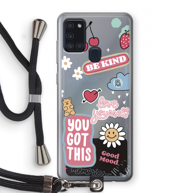 Positivity: Samsung Galaxy A21s Transparant Hoesje met koord