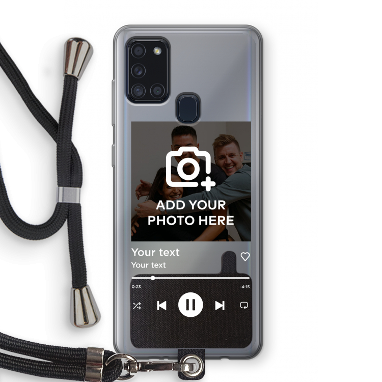 Music Player: Samsung Galaxy A21s Transparant Hoesje met koord